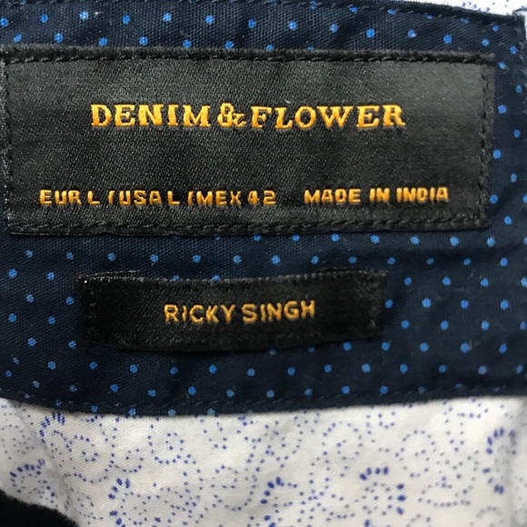 Demin & Flower Ricky Singh Long Button Down L - Picture 5 of 7